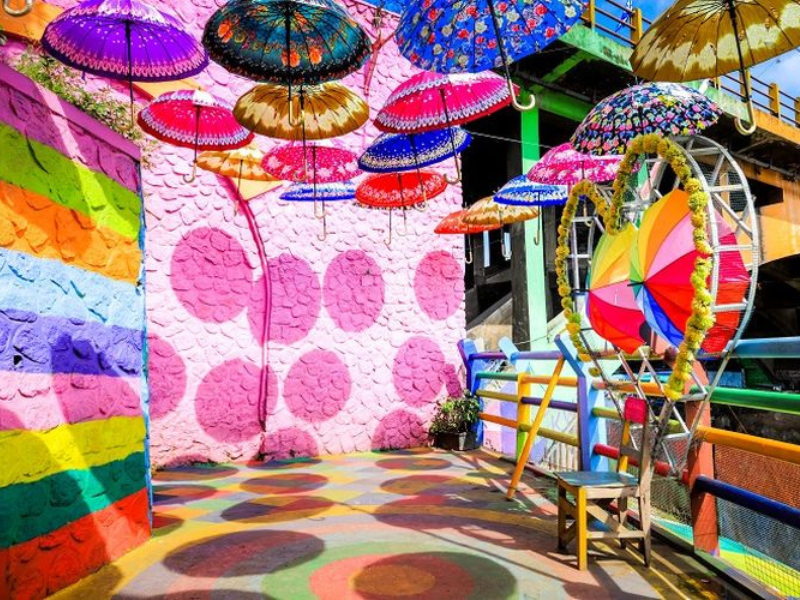 Umbrella spots at kampung warna warni